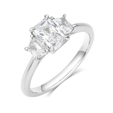 Platinum Radiant Cut Three Stone Diamond Engagement Ring 1.50ct thumbnail