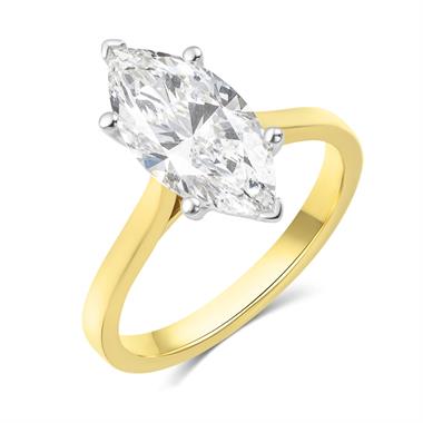 18ct Yellow Gold Lab Grown Marquise Diamond Engagement Ring 2.50ct thumbnail