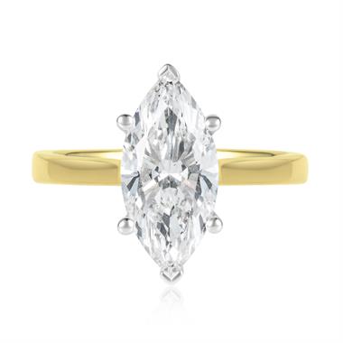 18ct Yellow Gold Lab Grown Marquise Diamond Engagement Ring 2.50ct thumbnail