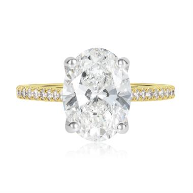 18ct Yellow Gold Lab Grown Oval Diamond Engagement Ring 3.00ct thumbnail