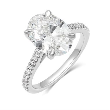 Platinum Lab Grown Oval Diamond Engagement Ring 3.00ct thumbnail