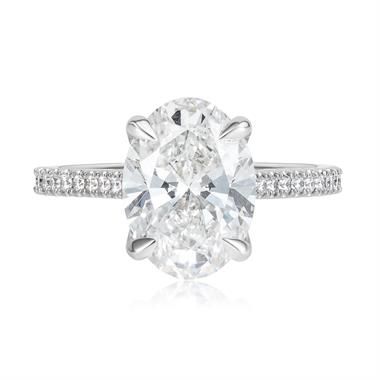 Platinum Lab Grown Oval Diamond Engagement Ring 3.00ct thumbnail