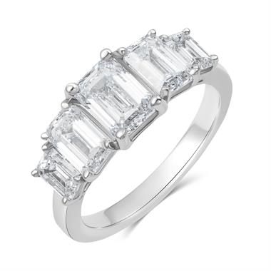 Platinum Lab Grown Emerald Cut Diamond Engagement Ring 3.10ct thumbnail