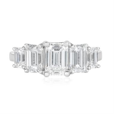 Platinum Lab Grown Emerald Cut Diamond Engagement Ring 3.10ct thumbnail