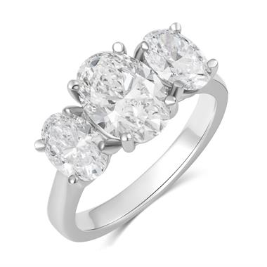 Platinum Lab Grown Oval Diamond Engagement Ring 3.60ct thumbnail