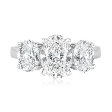 Platinum Lab Grown Oval Diamond Engagement Ring 3.60ct thumbnail