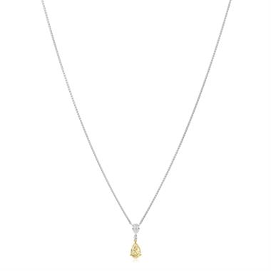 18ct White Gold Yellow Diamond Drop Necklace thumbnail