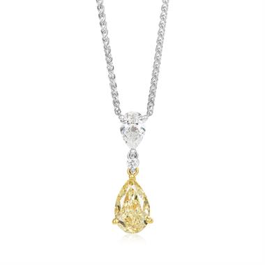 18ct White Gold Yellow Diamond Drop Necklace thumbnail