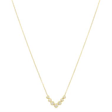 18ct Yellow Gold Graduated Bezel Set Diamond Necklace thumbnail
