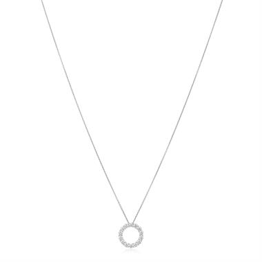18ct White Gold Diamond Circle Necklace thumbnail