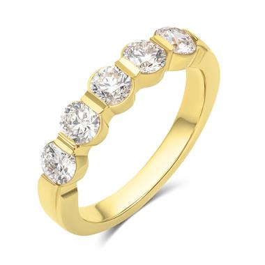 18ct Yellow Gold Modern Bar Set Diamond Eternity Ring 1.00ct thumbnail 