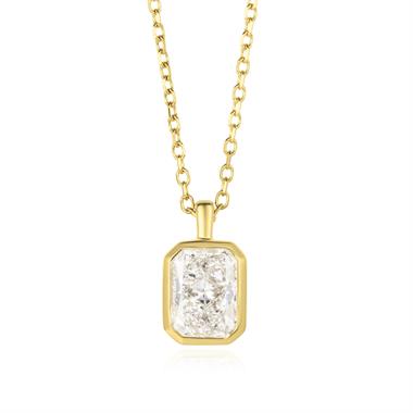 18ct Yellow Gold Radiant Diamond Solitaire Necklace 0.70ct thumbnail 