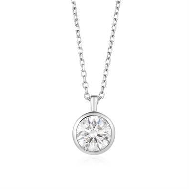18ct White Gold Round Diamond Solitaire Necklace 0.70ct thumbnail 
