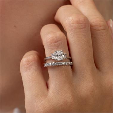 Platinum Radiant Cut Three Stone Diamond Engagement Ring 1.50ct thumbnail