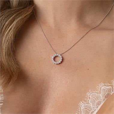 18ct White Gold Diamond Circle Necklace thumbnail