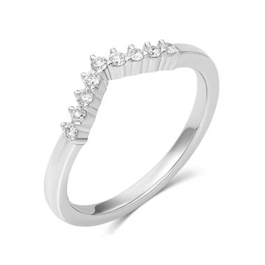 Platinum Wishbone Shaped Diamond Wedding Ring thumbnail 