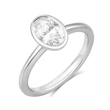 Platinum Lab Grown Oval Diamond Engagement Ring 1.00ct thumbnail 