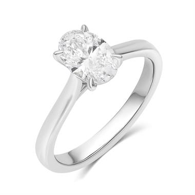 Platinum Lab Grown Oval Diamond Engagement Ring 1.00ct thumbnail 