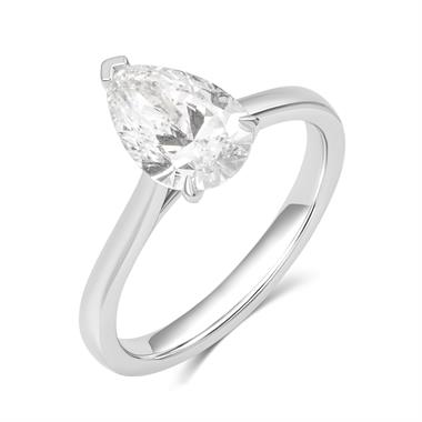 Platinum Lab Grown Pear Diamond Engagement Ring 1.50ct thumbnail 