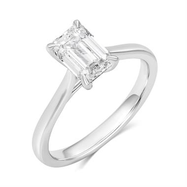 Platinum Lab Grown Emerald Cut Diamond Engagement Ring 1.50ct thumbnail 