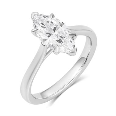 Platinum Lab Grown Marquise Diamond Engagement Ring 1.50ct thumbnail 
