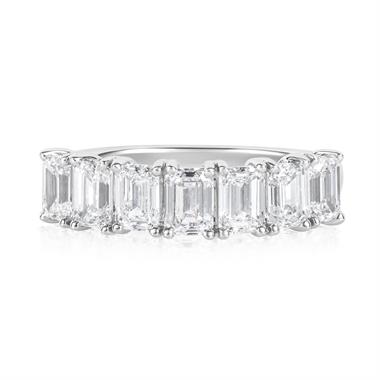 Platinum Lab Grown Emerald Cut Diamond Eternity Ring 2.10ct thumbnail