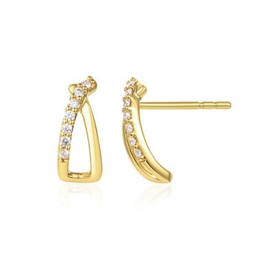 18ct Yellow Gold Crossover Diamond Stud Earrings thumbnail 
