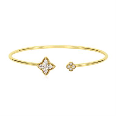 Fleur 18ct Yellow Gold Diamond Bangle thumbnail