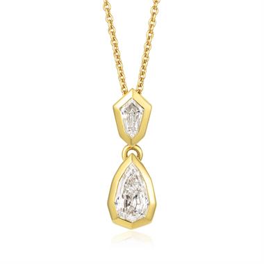 18ct Yellow Gold Geo Cut Pear Diamond Necklace thumbnail 