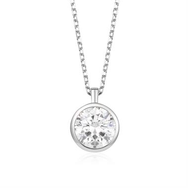 18ct White Gold Round Diamond Solitaire Necklace 1.00ct thumbnail 