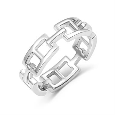 18ct White Gold Anchor Link Ring thumbnail 