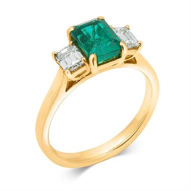 18ct Yellow Gold Emerald and Diamond Ring thumbnail