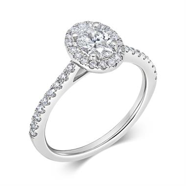 Platinum Oval Diamond Halo Engagement Ring 0.85ct thumbnail