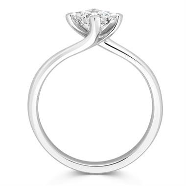 Platinum Twist Design Princess Cut Diamond Solitaire Engagement Ring 0.70ct thumbnail
