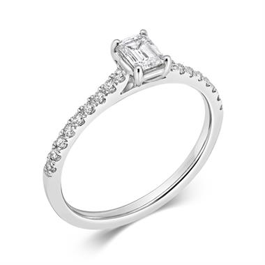 Platinum Emerald Cut Diamond Solitaire Engagement Ring 0.58ct thumbnail