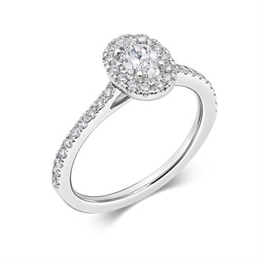 Platinum Oval Diamond Halo Engagement Ring 0.60ct thumbnail