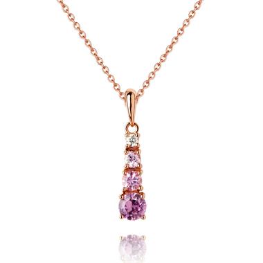 Bonbon 18ct Rose Gold Pink Sapphire and Diamond Pendant thumbnail 