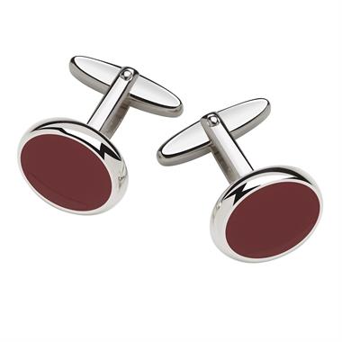 Sterling Silver Red Enamel Detail Cufflinks thumbnail 