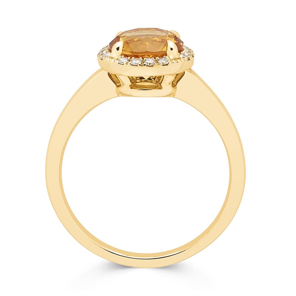 Camellia 18ct Yellow Gold Citrine and Diamond Round Cluster Dress Ring Thumbnail Image 2