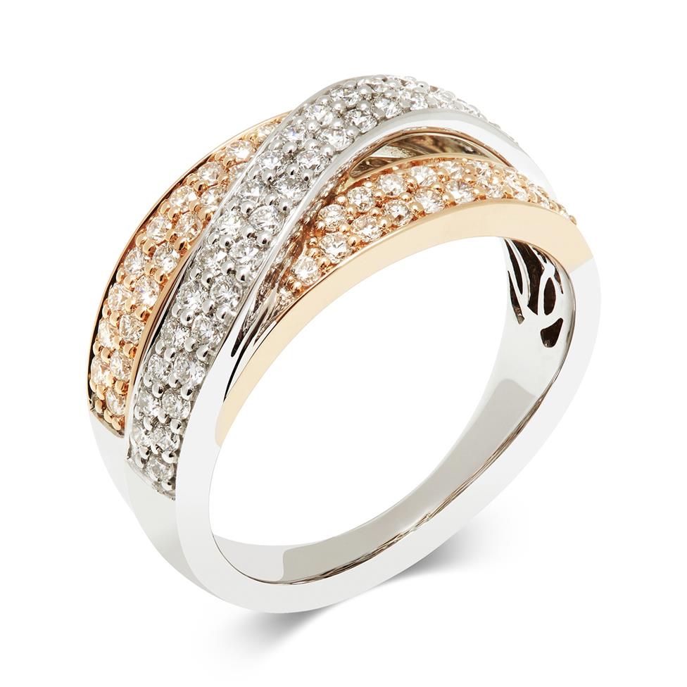 18ct White and Rose Gold Diamond Dress Ring 0.75ct Thumbnail Image 0