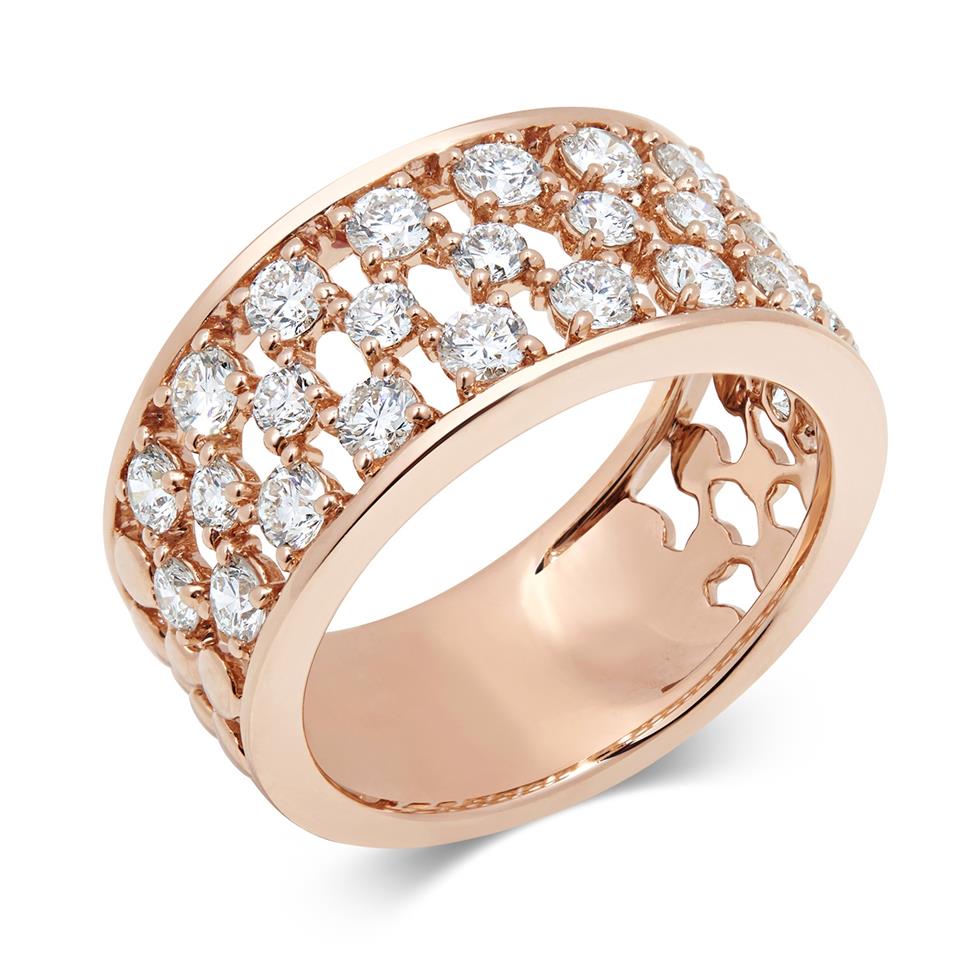 18ct Rose Gold Checkerboard Design Diamond Ring Thumbnail Image 0