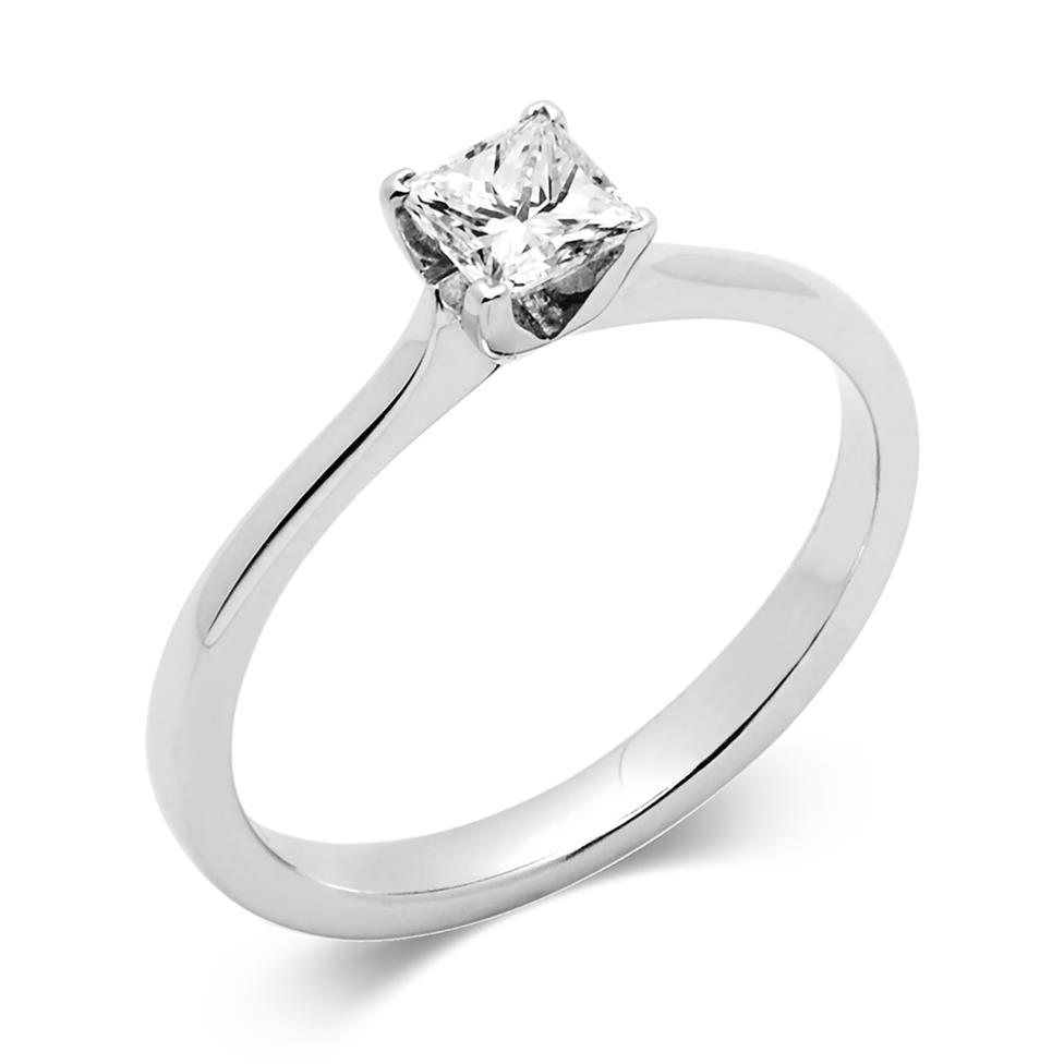Platinum Princess Cut Diamond Solitaire Engagement Ring 0.50ct Image 1