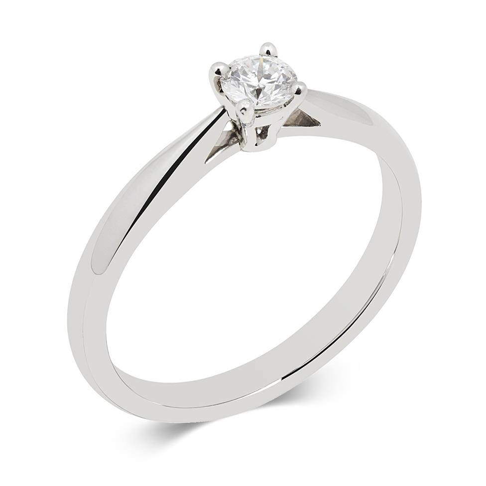Platinum Classic Design Diamond Solitaire Engagement Ring 0.20ct Thumbnail Image 0