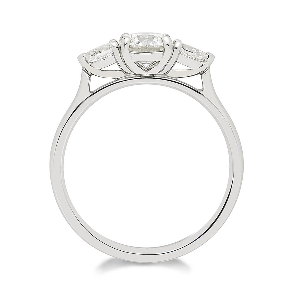Platinum 0.96ct Round and Pear Shape Diamond Three Stone Ring Thumbnail Image 1