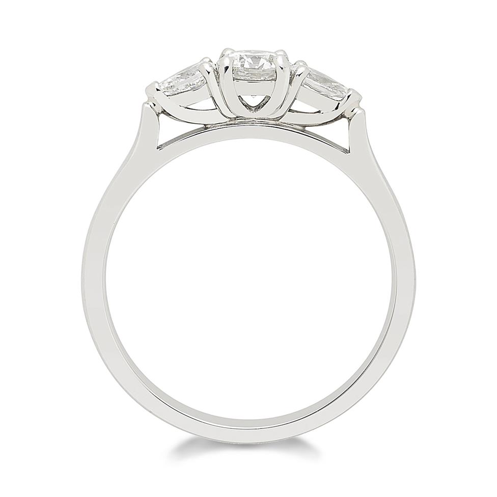 Platinum 0.64ct Round and Pear Shape Diamond Three Stone Ring Thumbnail Image 1