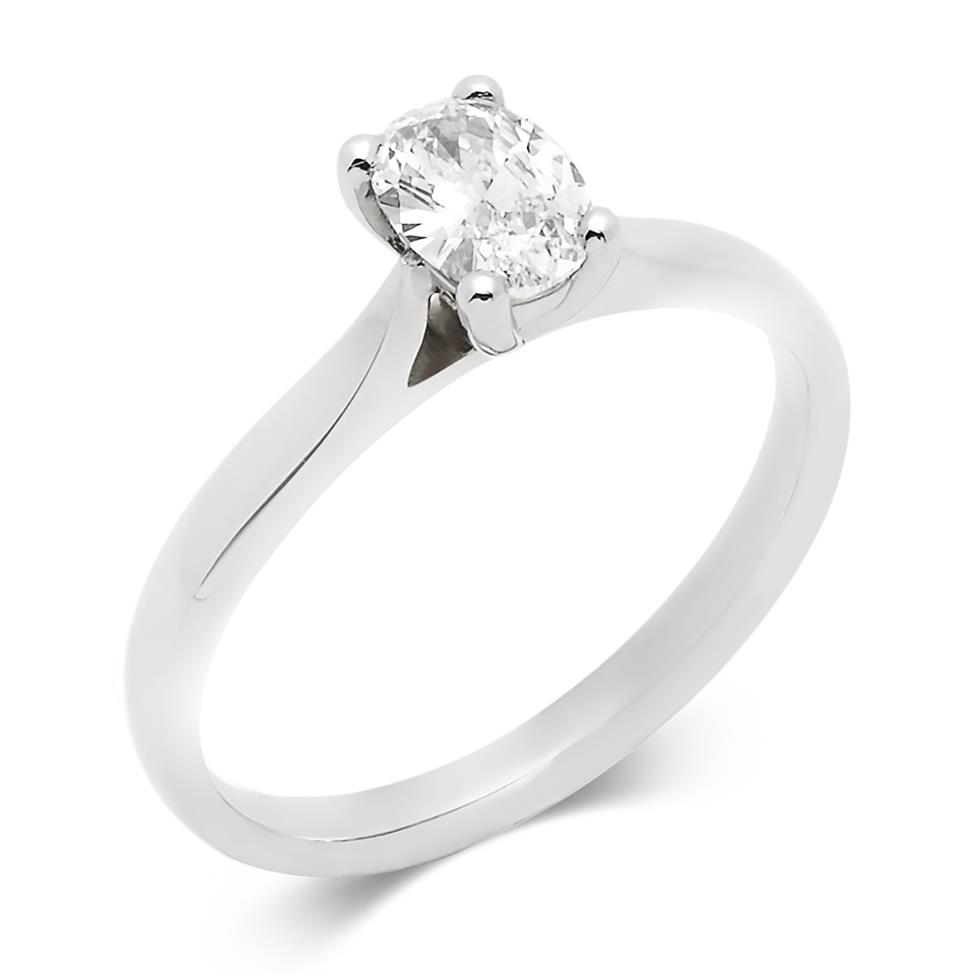 Platinum Oval Diamond Solitaire Engagement Ring 0.50ct Thumbnail Image 0
