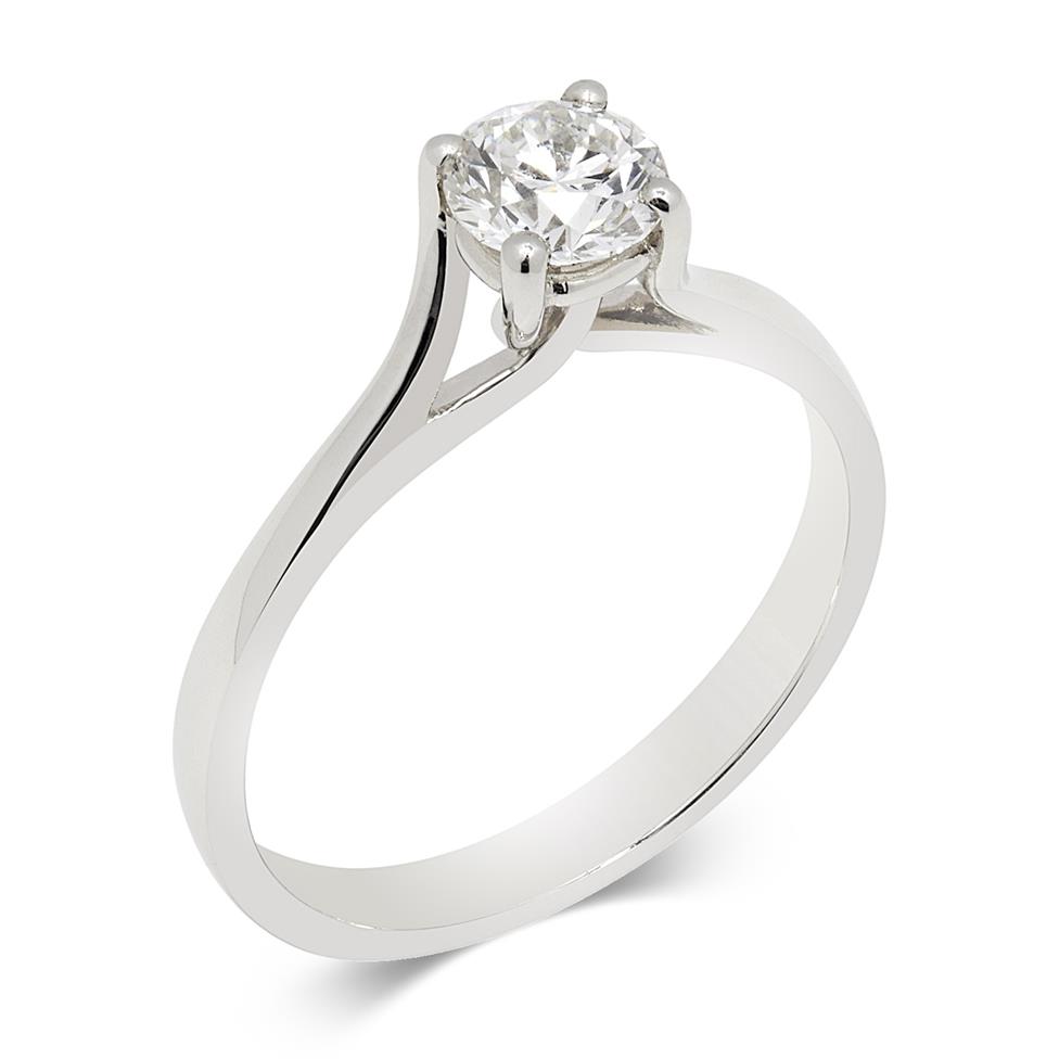 Platinum Twist Design Diamond Solitaire Engagement Ring 0.50ct Image 1