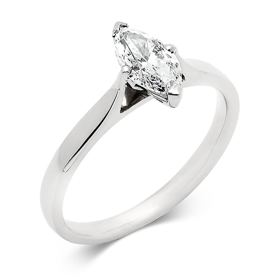Platinum Marquise Cut Diamond Solitaire Engagement Ring 0.70ct Thumbnail Image 0