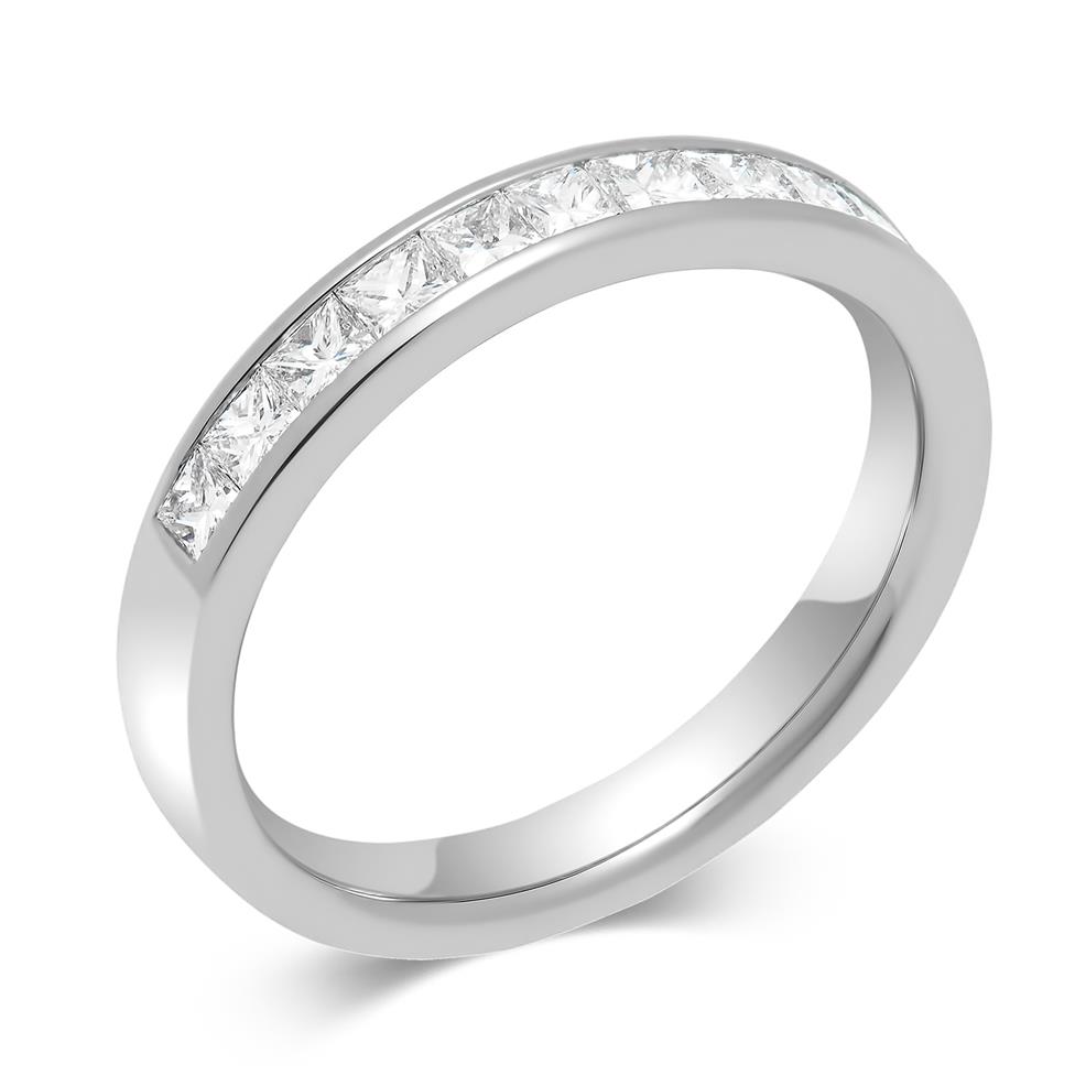 Platinum Princess Cut Diamond Half Eternity Ring 0.50ct Thumbnail Image 0