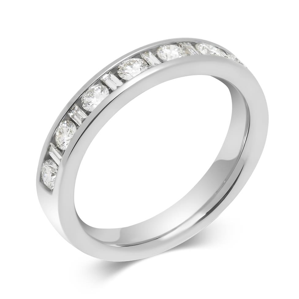 Platinum Alternating Baguette Cut Diamond Half Eternity Ring 0.50ct Image 1